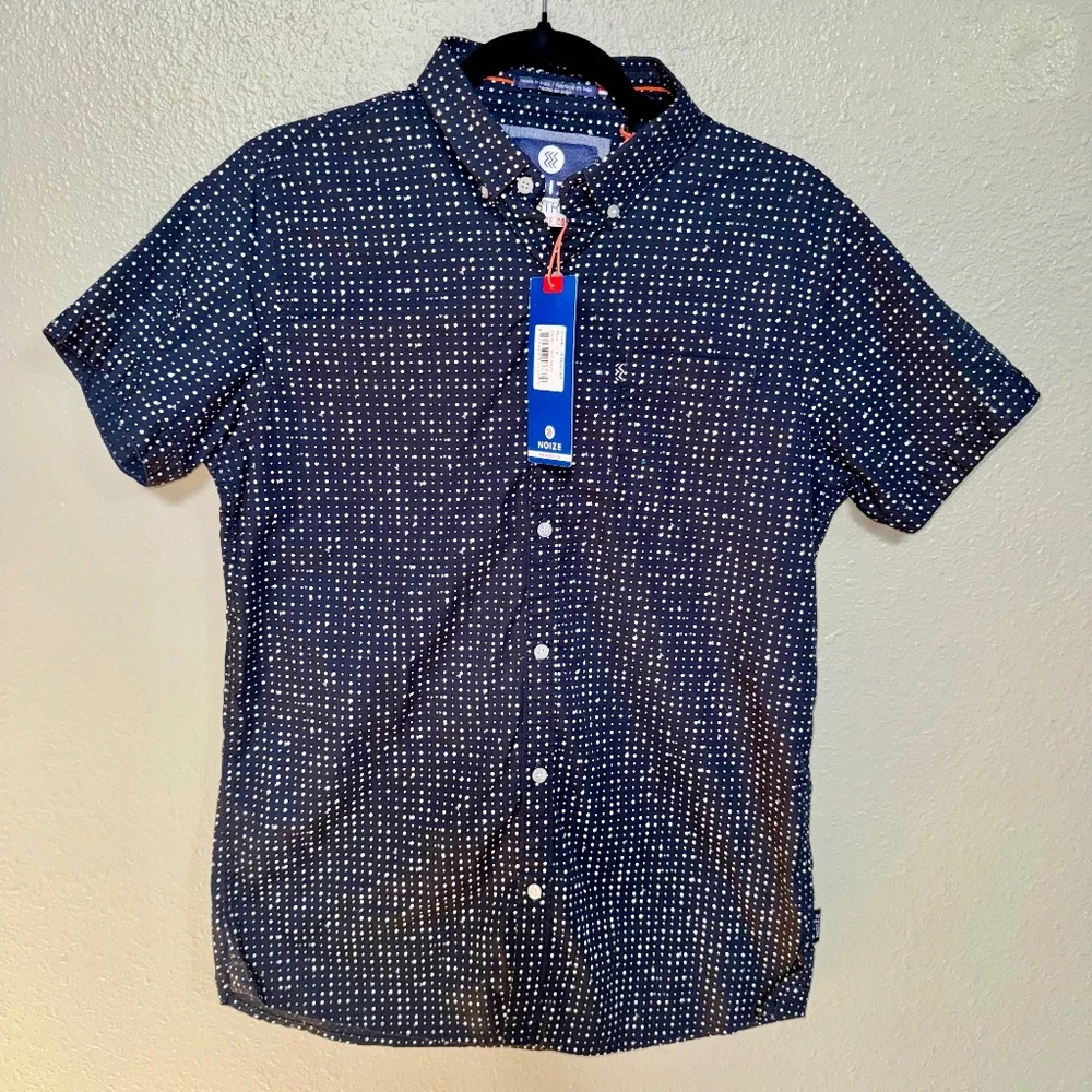 Men’s Blue Polka Dot Short Sleeve Button Down Shirt – Size Small – NWT - Picture 1 of 8